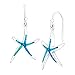 Sterling Silver Created Blue Opal Starfish Drop Earrings