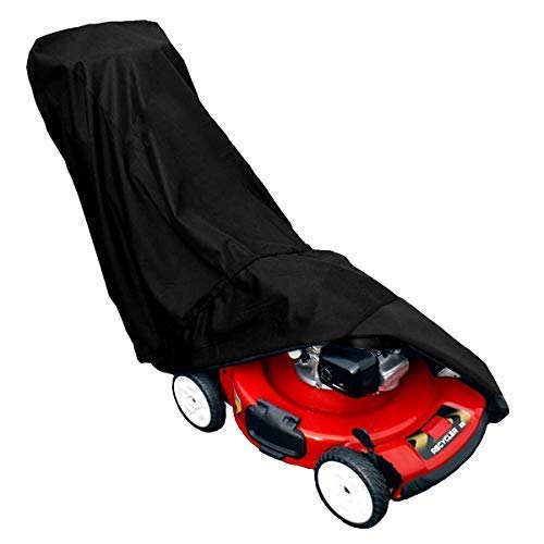 PENCK Waterproof Lawn Mower Covers 600D Oxford Fabric Heavy Duty UV and Water Resistant Outdoor Protection - Universal Fit Cover Fits Gas, Electric & Walk Behind Push Lawn Mowers Black L76 xW47 xH47 - Thumbnail 4