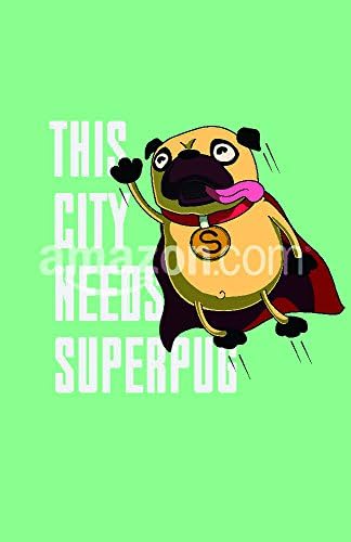 Funny cartoon character pug design for tee. Pug flying in the sky. Pug puppy superhero. Design for poster, t-shirt, print, tee. Poster Print, 11" x 17"