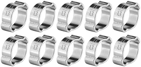 10Pcs Hose Clips, 2-Ear Hose Clamps Adjustable Worm Gear Hose Clamps Zinc Plated Stainless Steel Two-Ear Pipe Clip Hoop Plumbing Fastener for Fule Petrol Pipe Tube(11-13mm)