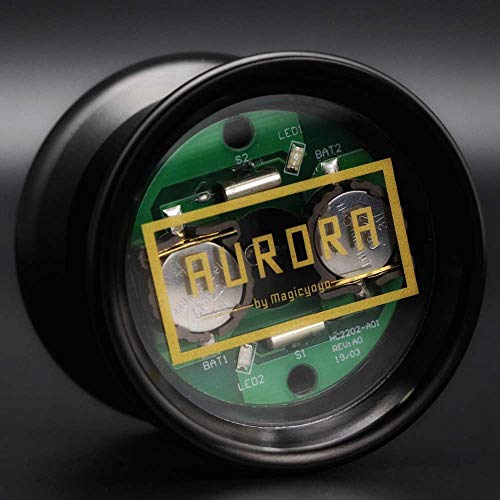 YOSTAR Light Up Yoyo Kids Unresponsive Yoyo Professional MAGICYOYO Y02-AURORA + 5 Strings + Bag + Glove (Black with Blue Light)