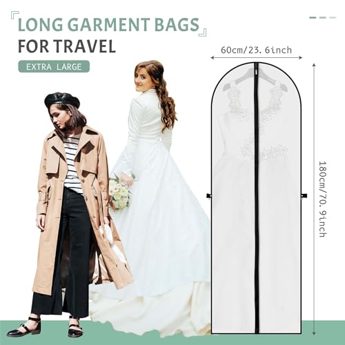 KOWVOWZ Garment Covers Bag with zip, Bridal Dress Cover Bag, Suit Bag Dustproof Cloths Storage, Wedding Dress Storage Bag for Abayas, long Dress, Evening Dress With Zipper (Black)