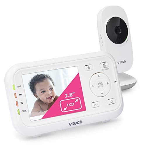 vtech vm3252 monitor de video para bebés con 1000 pies de largo alcance, visión nocturna automática, pantalla de 2.8 ”, conversación de audio bidireccional, sensor de temperatura, modo de ahorro de energía, canciones de cuna y cámara para montar en la par