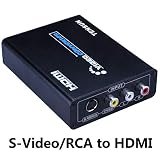 Tensun 3RCA AV CVBS Composite & S-Video R/L Audio to HDMI Converter Adapter Support 720P/1080P for PS2 PS3 NES SNES Nintendo 64 HDTV