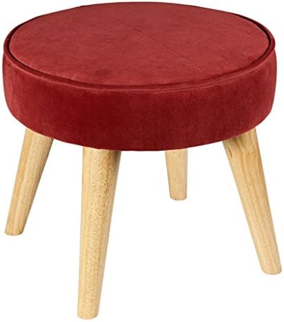 AIDELAI Stool chair Solid Wood Change Shoe Stool Footstool Test Shoe Stool Round Upholstered Footstools 4 Wood Leg Pouffes Stool Fabric Cover Round Shape Saddle Seat (Color : # 3)