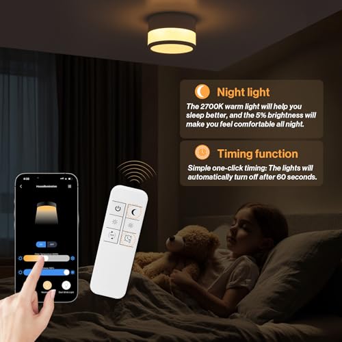 URing 4 x LED Surface-Mounted Spotlights, Dimmable, IP65 Ceiling Light, Surface-Mounted with Remote Control, App, 12 W Ceiling Spotlights, White, 2700 K - 6500 K, Surface-Mounted Spotlight, Flat Aluminium, 230 V Ceiling Light, Round Bathroom Lamp, Diameter 10 cm