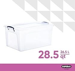 Superio Storage Bins with Lids- Clear Boxes for