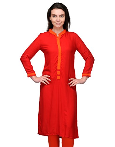 Cenizas Women's Indian Tunic Top Rayon Kurti Small red/orange