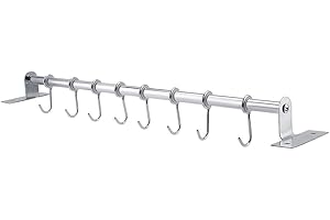 8 Hooks Wall Mounted Storage Hooks Rack, Mountable Utensil Hanger Space Saving Measuring Cup Organizer for Kitchen Bathroom B