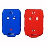Coolbestda 2Pcs Silicone Key Fob Cover Case Protector Remote Control Keyless Jacket for 2018 2017 Chevrolet Chevy Silverado Colorado GMC Canyon Sierra Yukon Cadillac M3N32337100 13577770 13577771