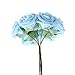 Ling's moment Artificial Flowers Blue Roses 50pcs Real Looking Fake Roses w/Stem for DIY Wedding Bouquets Centerpieces Arrangements Party Baby Shower Home Decorations
