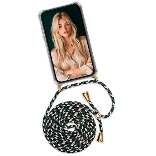 ONEFLOW Handykette für iPhone 17 Hülle mit Band, Handyhülle mit Kette abnehmbar, Handyband zum Umhängen, Handy Umhängeband Lange Handykordel, Twist Case – Camo 