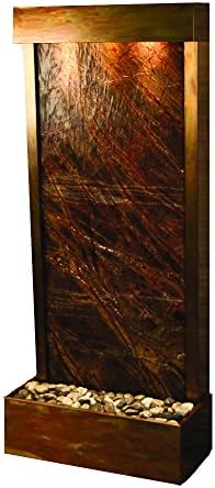 Harmony River Water Feature with Rustic Copper Trim, Flush Mounted in Base (Rainforest Brown Marble)