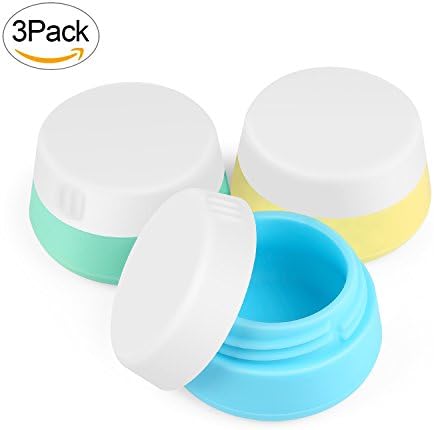 Silicone Cream Jars,IEKA Silicone Travel Containers with Hard Sealed Lids,Travel Accessories Suitable For Face Hand Body Cream,and Spices,Drug Dtorage (20ml,3Pack)