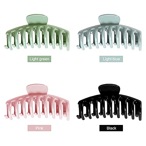 ONSTUY Large Hair Clips,4 Inch Hair Clip for Women and Girls,Non-slip Big Claw Hair Clips for Thick Hair and Thin Hair,Hair Clips for Styling,Plastic Material,4 Color Available(4 Packs)
