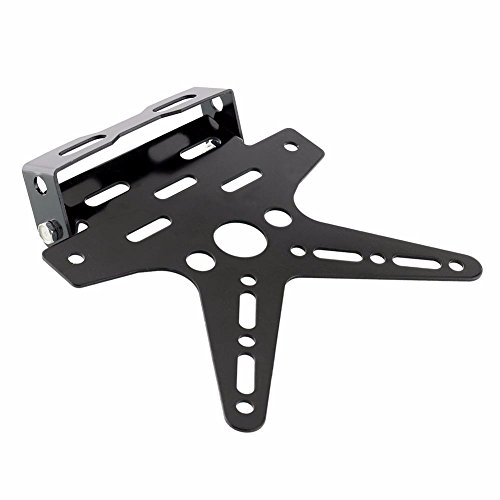 VIGORWORK Adjustable Custom Motorcycle Motor Motorbike Fender Eliminator Sport License Plate Bracket Metal Steel Dirt Bike BLACK