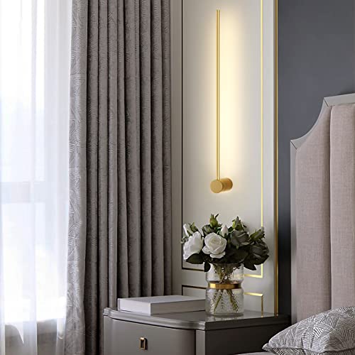 Sunsign iluminación for Pared de tira larga de luz de pared lineal LED moderna, Diseño creativo giratorio Fondo de la sala de estar Dormitorio Cabecera de cama lámpara de pared interior (60CM-Gold)