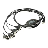Gearmo 4 Port USB to Serial RS232 Adapter FTDI Chipset, Supports Win 10, 8, 7, XP, Linux, Mac w/ESD and Surge Protection