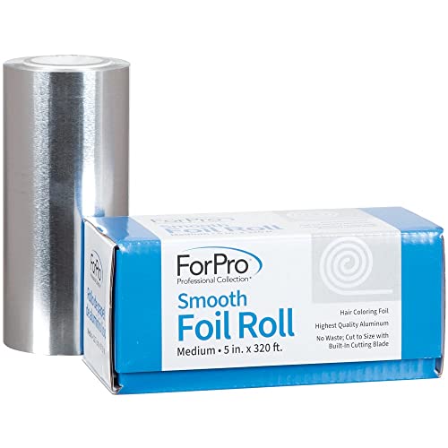 ForPro Professional Collection Smooth Aluminum Foil Roll, 320 Ft Hair Foils for Color Application and Highlighting Services, Silver, Medium, 5