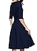 Miusol Women's 3/4 Sleeve Classy Casual Belted Vintage Retro Evening Swing Dress Navy Blue Small