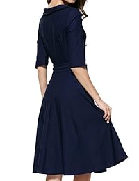 Vestido de noche Miusol para damas, de estilo marinero clásico, mangas 3 4, con cinturón