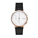 Skagen Signatur Stainless Steel and Leather Hybrid Smartwatch, Color: Rose Gold-Tone, Black SKT1112