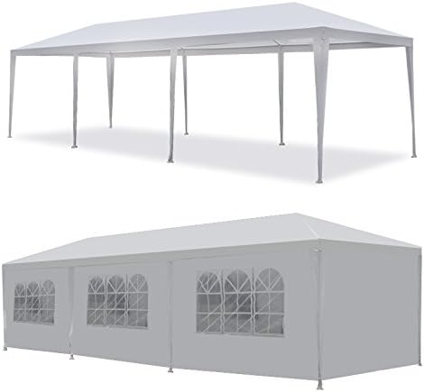 Amazon Com Zenstyle 10 X 30 White Outdoor Gazebo Canopy Tent Waterproof Wedding Party Events Pavilion Carport With 8 Removable Enclosure Sidewalls And Windows Garden Outdoor