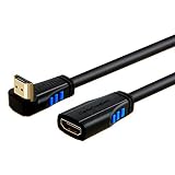 HDMI 2.0 Extension Cable, CableCreation 1.5 Feet Upward Angle 270 Degree 4K(60Hz) HDMI 2.0 Male to Female Cable, 3D Video, Ethernet, Audio Return Channel, Black