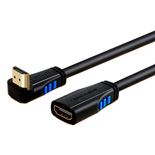HDMI 2.0 Extension Cable, CableCreation 1.5 Feet Upward Angle 270 Degree 4K(60Hz) HDMI 2.0 Male to Female Cable, 3D Video, Ethernet, Audio Return Channel, Black