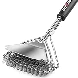 IREGRO Grill Brush And Scraper, 3 In 1 Bristle Free BBQ Cleaning Brush, Stainless Steel Safe Barbecue Grill Cleaner Grill Accessories Suitable For Porcelain, Ceramic, Steel, Iron All Grills