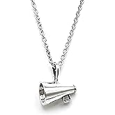 Sterling Silver Megaphone Cheerleader 3D Charm Necklace, 18"