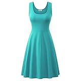 Herou Women Summer Beach Casual Flared Midi Tank Dress (Medium, Mint)