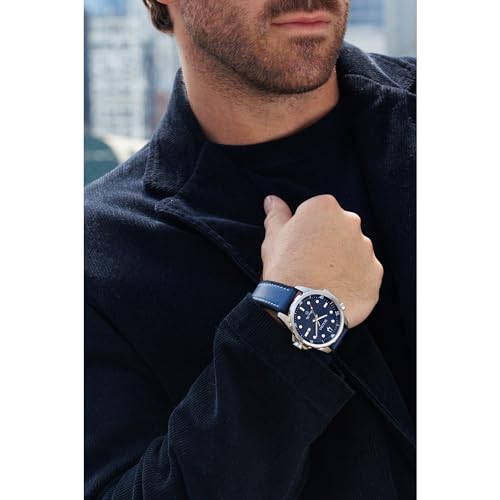 Bulova Men's Marine Star Quartz Silver Stainless Steel Watch, Leather and Silicone Strap, 100M Water Resistant, 43mm