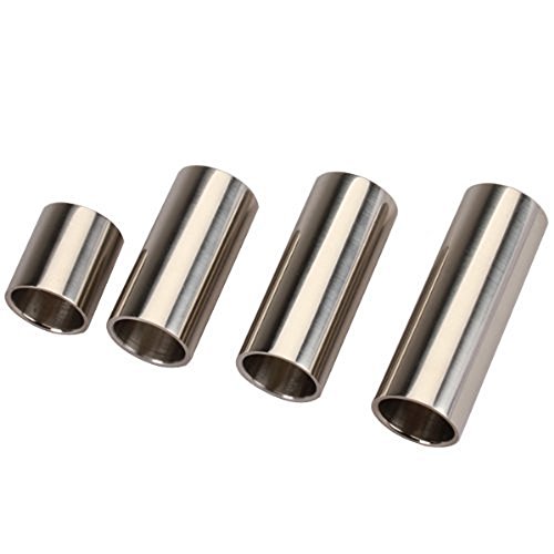 image for LYWS Stainless Steel Cylinder Tubes Guitar Slides Set Silver Pleated (