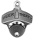 Barware Gear Bottle Opener & Catcher Bundle: Wall Mounted Beer Thirty Bottle Opener with Bottle Cap Catcher with FREE Stainless Steel Screws (Nickel Opener with Brushed Stainless Steel Bin)