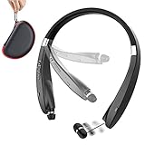 Foldable Bluetooth Headset,URWILL Wireless Neckband Sports Headphones with Retractable Earbuds, Bluetooth Sweatproof 4.1 Stereo Earphones Built-in Mic,Handsfree Calling Bluetooth Devices