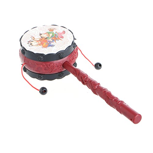 CHONE Kids Cartoon Hand Bell - ABS Chinese Traditional Rattle Drum Spin Toy For Baby - Thumbnail 3