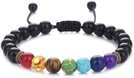 CLIDOU 8mm Lava Rock Gemstone Bracelet Chakras Natural Stones Yoga Reiki Prayer Bracelet Adjustable