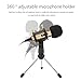 Professional Condenser Microphone, Plug &Play Home Studio microphones for Iphone Android Recording, PC, Computer, Podcasting, Mini Desktop MIC Stand dual-layer acoustic filter (M3-gold)