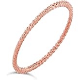 10K Rose Gold Dainty Stackable Rope Cable Design Thin Slender Band Ring