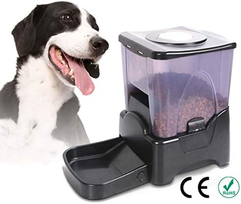 JINHONGH Large Capacity Pet Automatic Feeder Timed Quantitative Voice Call Smart Feeder (Color : Black, Size : 44.7x25.8x36.5CM)