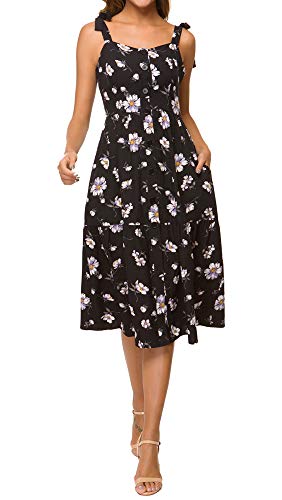 TOP-MAX Women's Dresses -V Neck Boho Floral Split Summer Prom Party Beach Casual Wedding Guest Flowy Long Maxi Dress (Floral#Q, M(US 8-10))