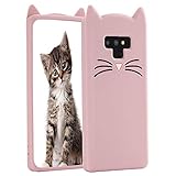 Cat Galaxy Note 9 Case, Miniko(TM) Cute Kawaii Funny 3D Pink Meow Party Bread Cat Kitty Whiskers Protective Soft Rubber Case Skin for Samsung Galaxy Note 9 2018 Teen Girls Women Girly Kid
