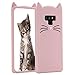 Cat Galaxy Note 9 Case, Miniko(TM) Cute Kawaii Funny 3D Pink Meow Party Bread Cat Kitty Whiskers Protective Soft Rubber Case Skin for Samsung Galaxy Note 9 2018 Teen Girls Women Girly Kid