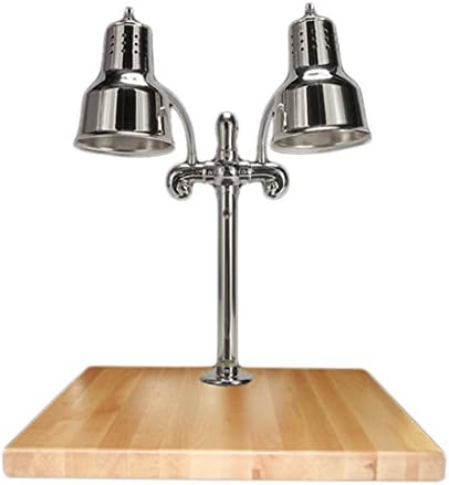 Hanson Brass DLM/MB/2424/CH Carving Station, Dual Bulb Heat Lamp, Maple Base, 24" x 24", Polished Stainless Steel