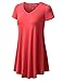 URBANCLEO Womens V-Neck Elong Tunic Top Mini T-Shirt Dress Coral 3XLARGE