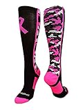 MadSportsStuff Pink Ribbon Breast Cancer Awareness Camo Over The Calf Socks (Multiple Colors)