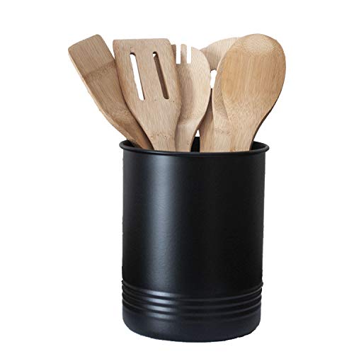 Large Black Utensil Holder - Kitchen Utensil Crock- to Organize Your Kitchen Gadgets and Cooking Utensils