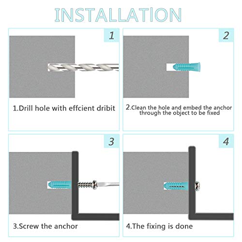 K Kwokker 220 Pieces Plastic Self Drilling Drywall Ribbed Anchors with Screws Assortment Kit, Perfect for Fixing Curtains, Calligraphy, Wall Cabinets, Lamps