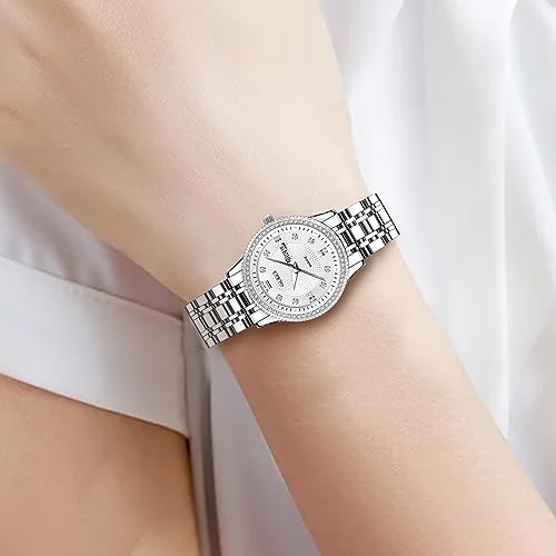 OLEVS Womens Watches Small Face Ladies Watches for Women with Day Date Diamond Silver Gold Two Tone Stainless Steel Waterproof Analog Reloj para Mujer Classic Fashion Dress Quartz Womens Wrist Watch